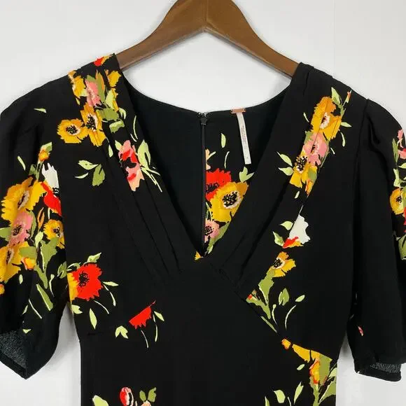 Free People | Neon Garden Black Floral Mini Dress - Picture 5 of 12
